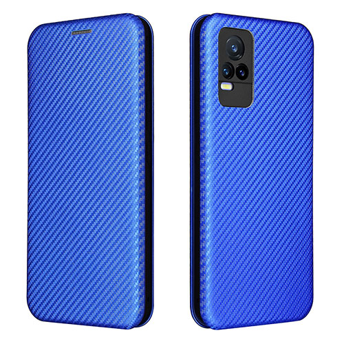 Leather Case Stands Flip Cover Holder L02Z for Vivo V21e 4G Blue