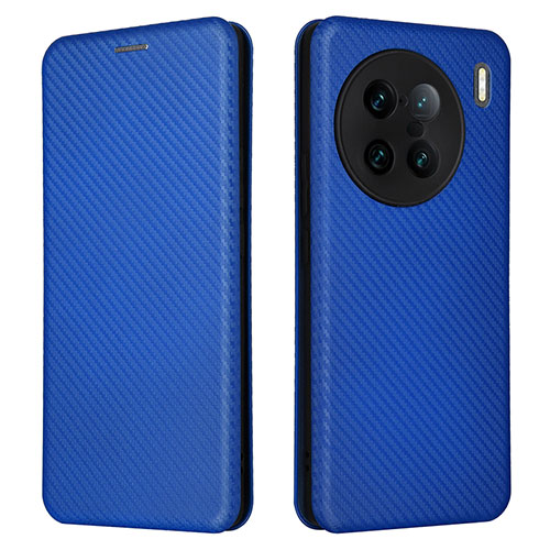 Leather Case Stands Flip Cover Holder L02Z for Vivo X90 Pro+ Plus 5G Blue