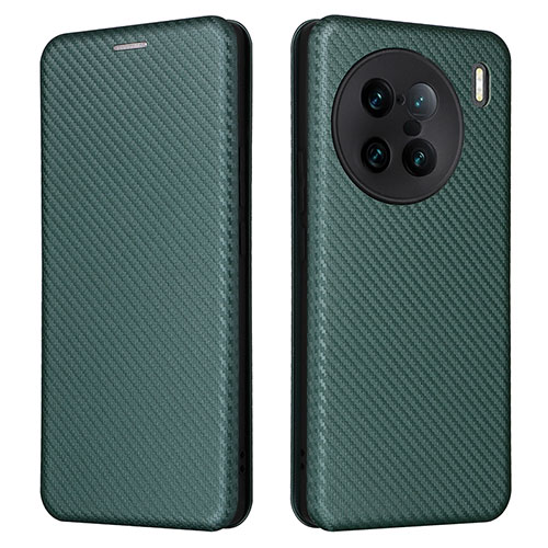 Leather Case Stands Flip Cover Holder L02Z for Vivo X90 Pro+ Plus 5G Green