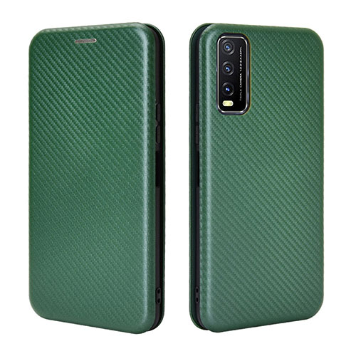 Leather Case Stands Flip Cover Holder L02Z for Vivo Y20 (2021) Green