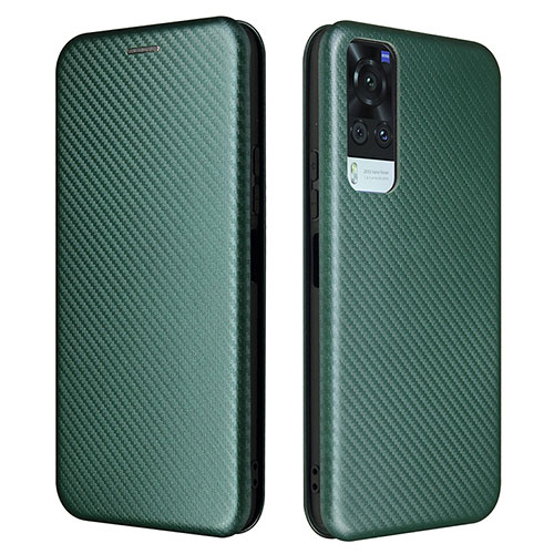 Leather Case Stands Flip Cover Holder L02Z for Vivo Y31 (2021) Green