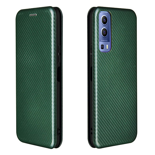 Leather Case Stands Flip Cover Holder L02Z for Vivo Y52 5G Green