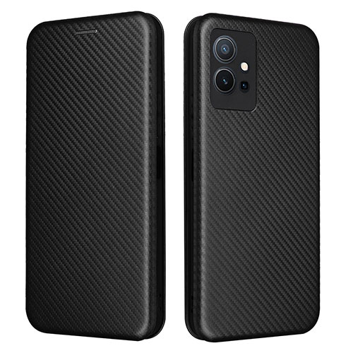 Leather Case Stands Flip Cover Holder L02Z for Vivo Y55s 5G Black