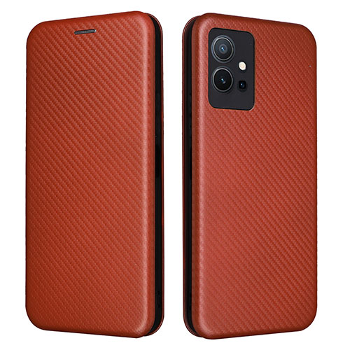 Leather Case Stands Flip Cover Holder L02Z for Vivo Y75 5G Brown