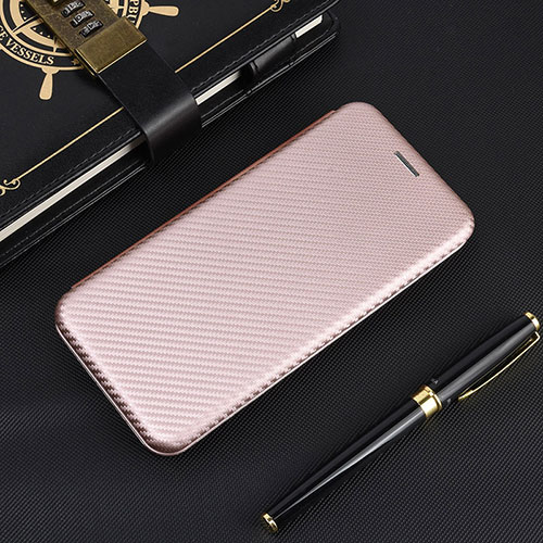 Leather Case Stands Flip Cover Holder L02Z for Xiaomi Poco M2 Rose Gold