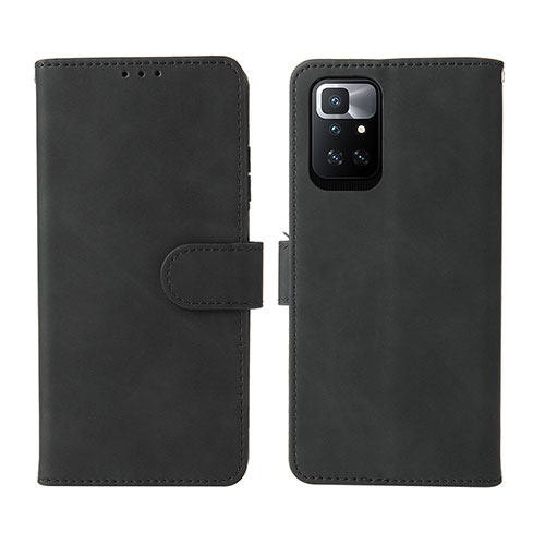 Leather Case Stands Flip Cover Holder L02Z for Xiaomi Redmi 10 4G Black