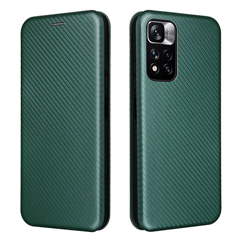 Leather Case Stands Flip Cover Holder L02Z for Xiaomi Redmi Note 11 5G Green