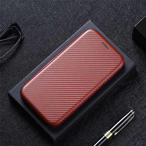Leather Case Stands Flip Cover Holder L02Z for Xiaomi Redmi Note 11E Pro 5G Brown