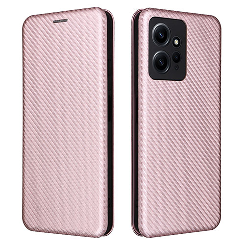 Leather Case Stands Flip Cover Holder L02Z for Xiaomi Redmi Note 12 4G Rose Gold