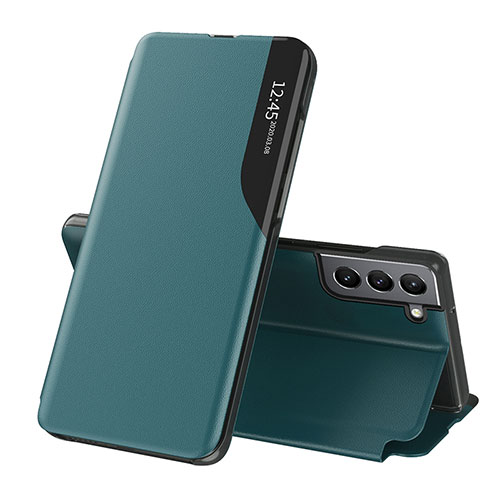 Leather Case Stands Flip Cover Holder L03 for Samsung Galaxy S21 FE 5G Green