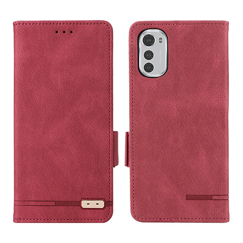 Leather Case Stands Flip Cover Holder L03Z for Motorola Moto E32 Red