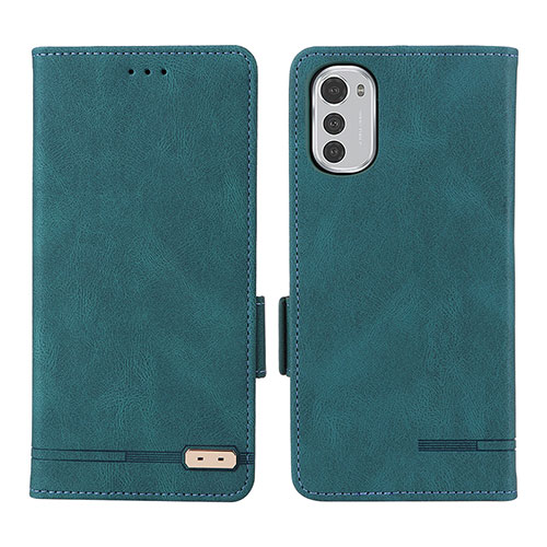 Leather Case Stands Flip Cover Holder L03Z for Motorola Moto E32s Green