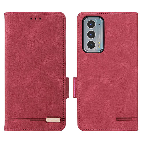 Leather Case Stands Flip Cover Holder L03Z for Motorola Moto Edge 20 5G Red