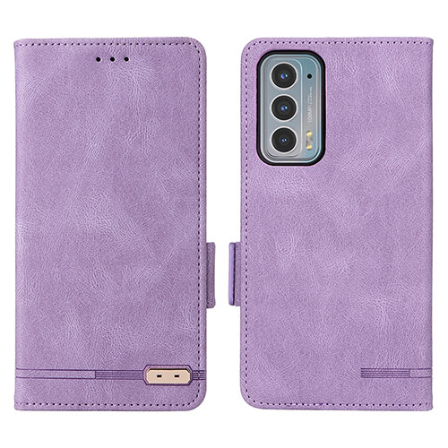 Leather Case Stands Flip Cover Holder L03Z for Motorola Moto Edge Lite 5G Purple