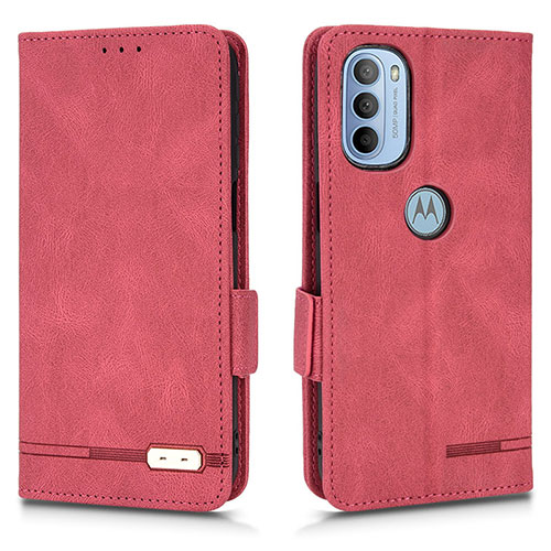 Leather Case Stands Flip Cover Holder L03Z for Motorola Moto G41 Red