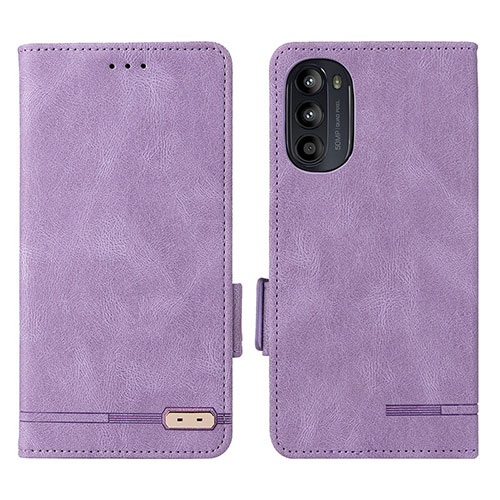 Leather Case Stands Flip Cover Holder L03Z for Motorola MOTO G52 Purple