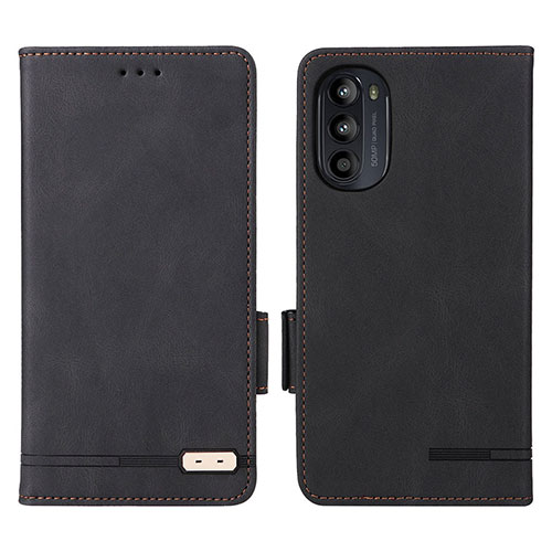 Leather Case Stands Flip Cover Holder L03Z for Motorola Moto G71s 5G Black