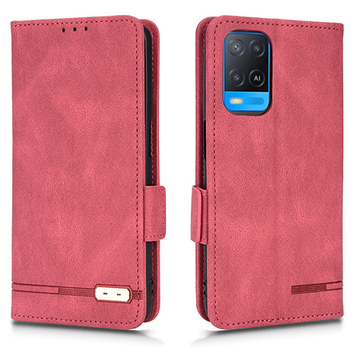 Leather Case Stands Flip Cover Holder L03Z for Oppo A54 4G Red