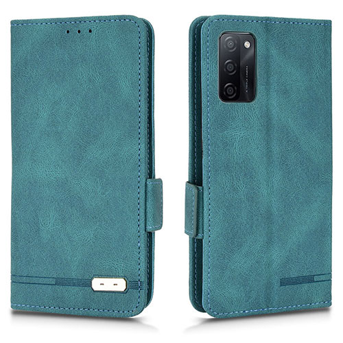 Leather Case Stands Flip Cover Holder L03Z for Oppo A55S 5G Green