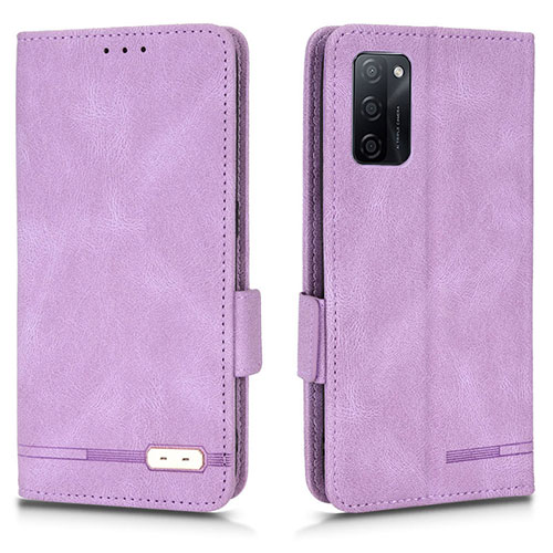 Leather Case Stands Flip Cover Holder L03Z for Oppo A55S 5G Purple