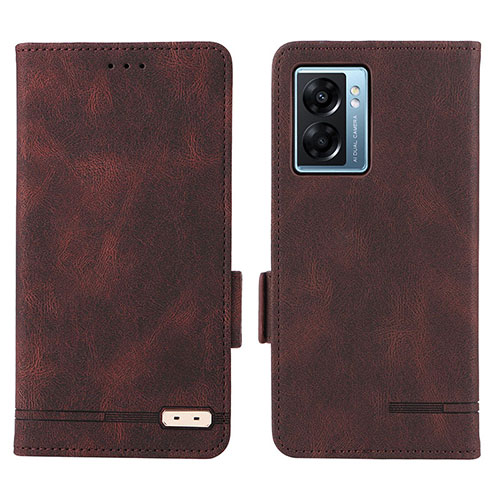 Leather Case Stands Flip Cover Holder L03Z for Oppo A57 5G Brown