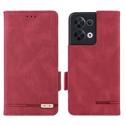 Leather Case Stands Flip Cover Holder L03Z for Oppo Reno8 5G Red