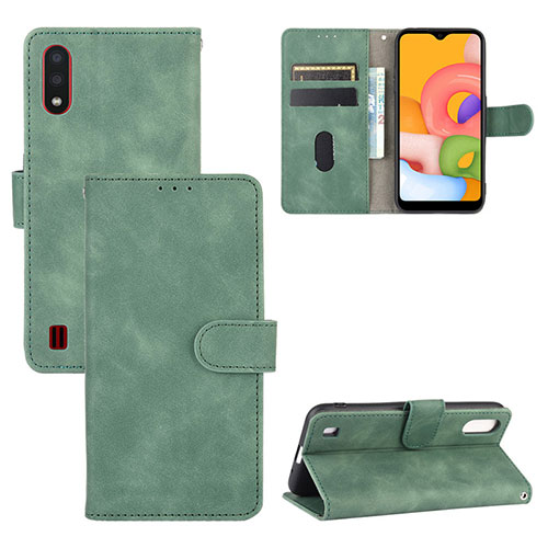 Leather Case Stands Flip Cover Holder L03Z for Samsung Galaxy A01 SM-A015 Green