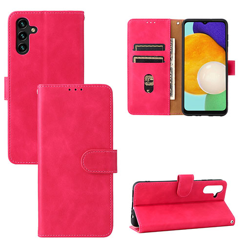Leather Case Stands Flip Cover Holder L03Z for Samsung Galaxy A13 5G Hot Pink