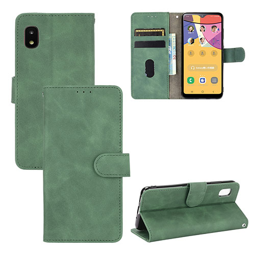 Leather Case Stands Flip Cover Holder L03Z for Samsung Galaxy A21 SC-42A Green