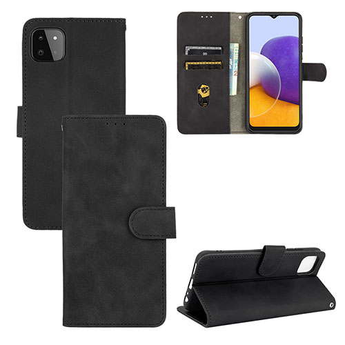 Leather Case Stands Flip Cover Holder L03Z for Samsung Galaxy A22 5G Black