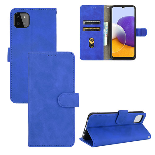 Leather Case Stands Flip Cover Holder L03Z for Samsung Galaxy A22 5G Blue