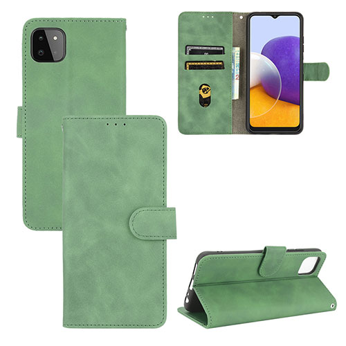 Leather Case Stands Flip Cover Holder L03Z for Samsung Galaxy A22 5G Green