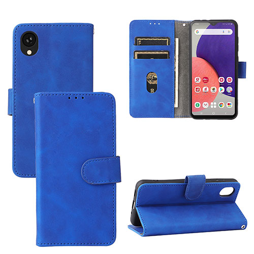 Leather Case Stands Flip Cover Holder L03Z for Samsung Galaxy A22 5G SC-56B Blue