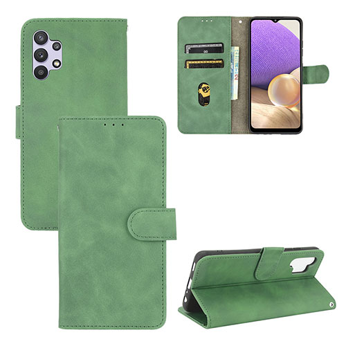 Leather Case Stands Flip Cover Holder L03Z for Samsung Galaxy A32 4G Green