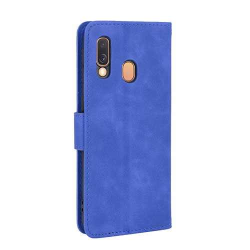Leather Case Stands Flip Cover Holder L03Z for Samsung Galaxy A40 Blue