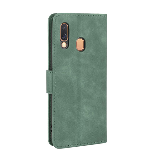 Leather Case Stands Flip Cover Holder L03Z for Samsung Galaxy A40 Green