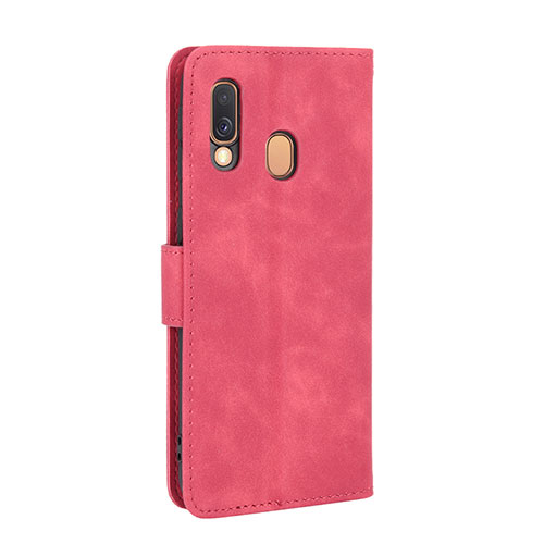 Leather Case Stands Flip Cover Holder L03Z for Samsung Galaxy A40 Hot Pink