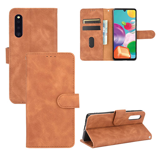 Leather Case Stands Flip Cover Holder L03Z for Samsung Galaxy A41 SC-41A Brown