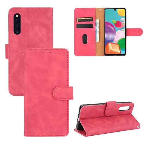 Leather Case Stands Flip Cover Holder L03Z for Samsung Galaxy A41 SC-41A Hot Pink