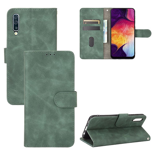 Leather Case Stands Flip Cover Holder L03Z for Samsung Galaxy A50S Green