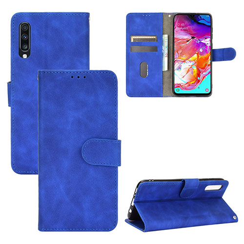 Leather Case Stands Flip Cover Holder L03Z for Samsung Galaxy A70 Blue