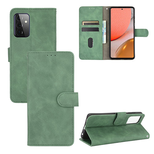 Leather Case Stands Flip Cover Holder L03Z for Samsung Galaxy A72 4G Green