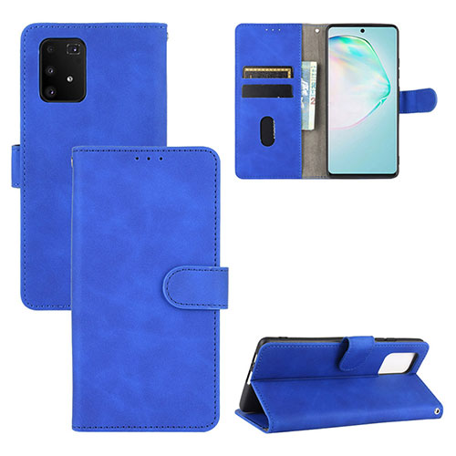 Leather Case Stands Flip Cover Holder L03Z for Samsung Galaxy A91 Blue