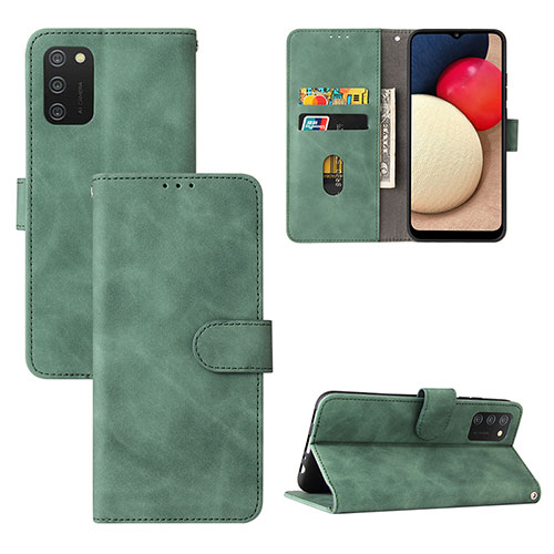 Leather Case Stands Flip Cover Holder L03Z for Samsung Galaxy F02S SM-E025F Green