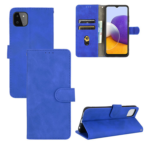 Leather Case Stands Flip Cover Holder L03Z for Samsung Galaxy F42 5G Blue