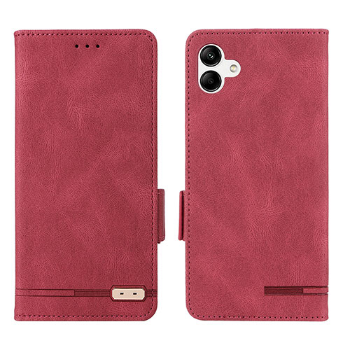 Leather Case Stands Flip Cover Holder L03Z for Samsung Galaxy M04 Red