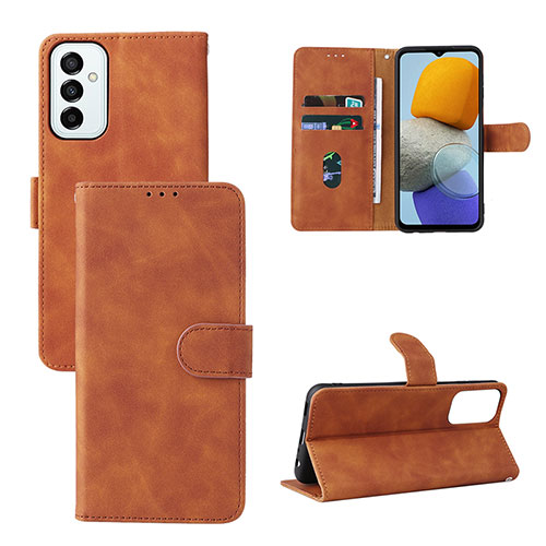 Leather Case Stands Flip Cover Holder L03Z for Samsung Galaxy M23 5G Brown