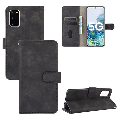 Leather Case Stands Flip Cover Holder L03Z for Samsung Galaxy S20 FE 4G Black