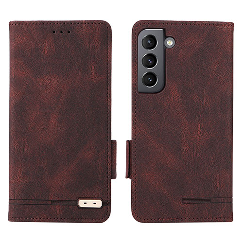 Leather Case Stands Flip Cover Holder L03Z for Samsung Galaxy S21 Plus 5G Brown