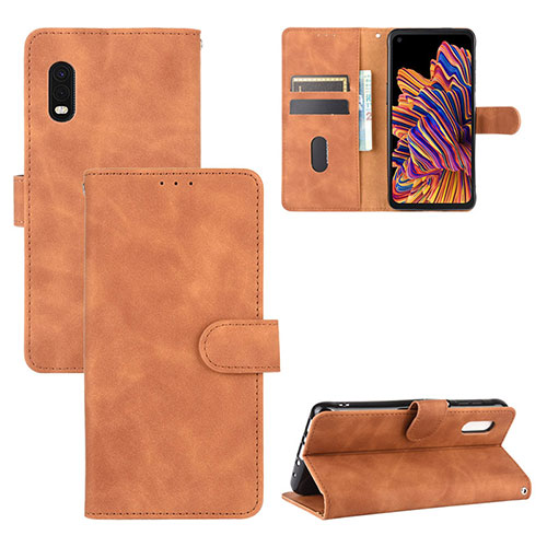 Leather Case Stands Flip Cover Holder L03Z for Samsung Galaxy XCover Pro Brown